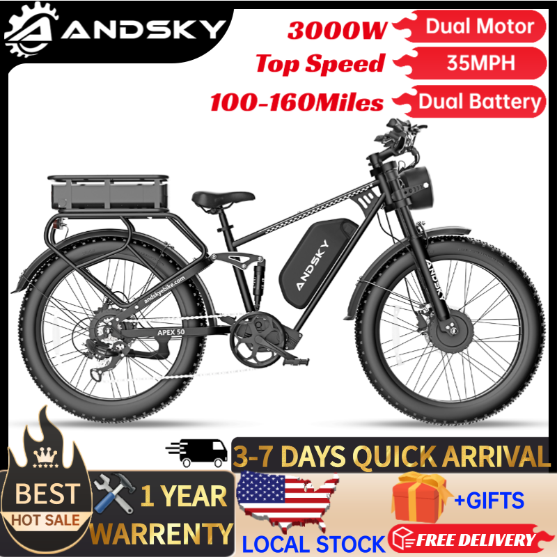 48V 1500W Rear Hub Motor With Battery - Bici Elettrica ANDSKY Apex50 AWD 3000W