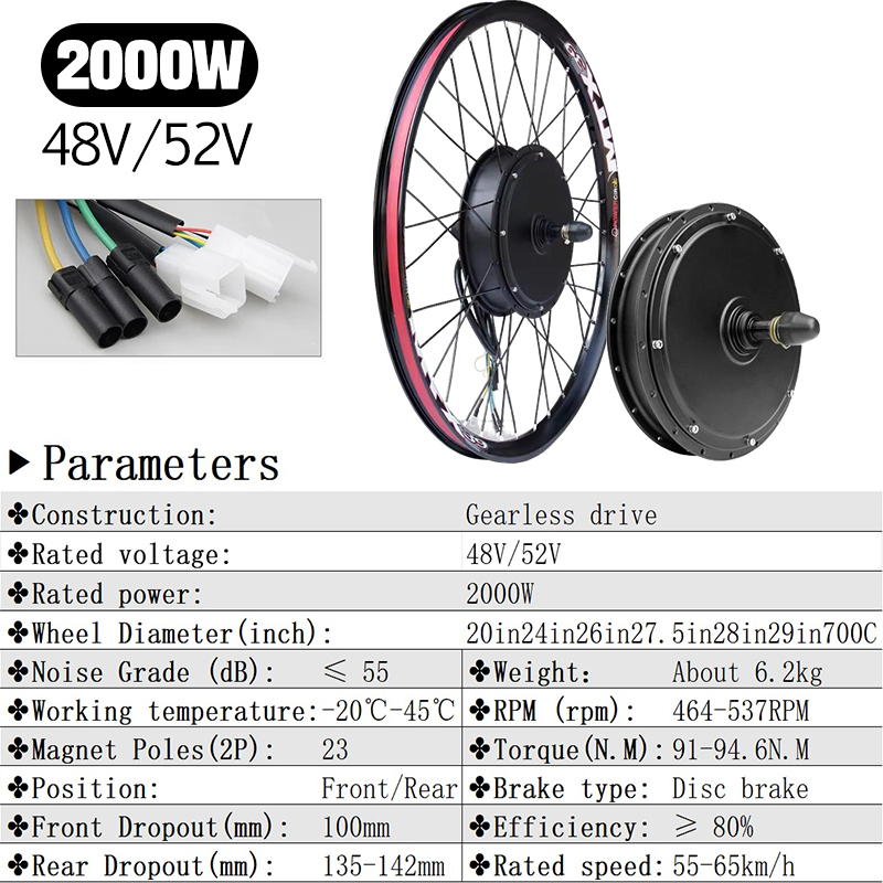 Kit di conversione E-Bike da 5 - Gearless Hub Motor Conversion Kit 2000W With Display recensione e prezzo